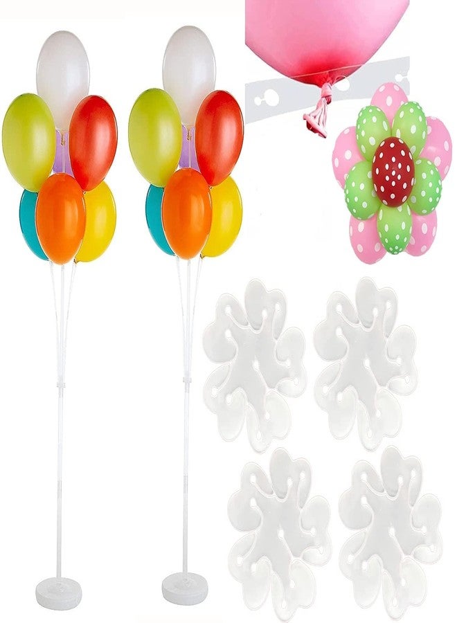 Just Flowers 2 Sets of Balloon Stand Kits with base, Reusable Clear Balloon holder Stand kit, Including 1 Tie Tool, 4 Flower Clips, for Home Outdoors Birthday Wedding Decorations(Plastic) - Image 3